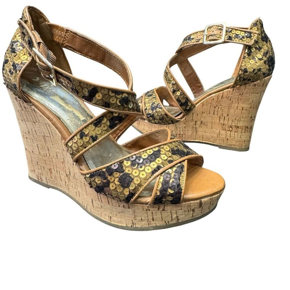 INC International Concepts Sequin Wedge Sandals Women's Size 7 Elegant Summer